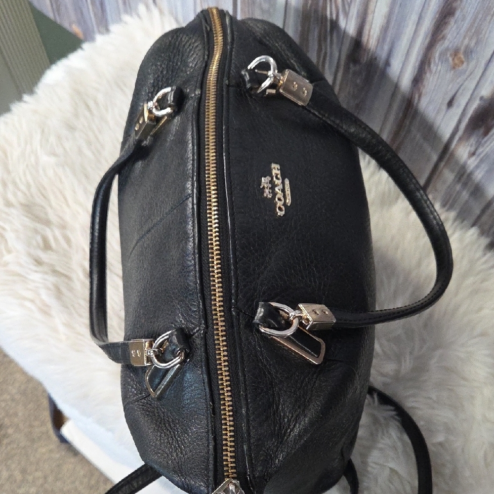 Coach Kelsey Black Pebbled Leather Satchel Vintage - Picture 7 of 11